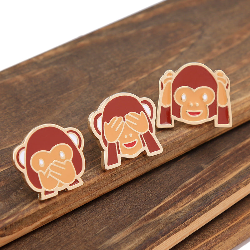 Cute Monkey Emoji Enamel Pins