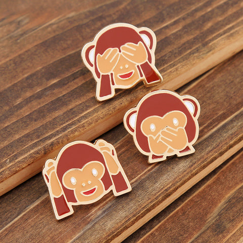 Cute Monkey Emoji Enamel Pins