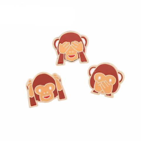 Cute Monkey Emoji Enamel Pins